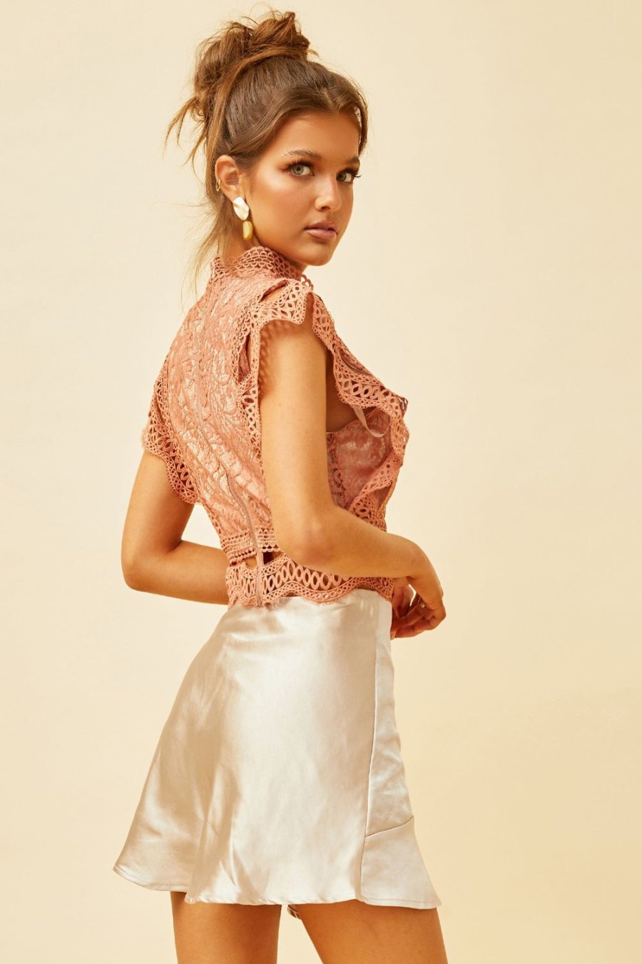 Skirts | Sage and Paige It'S Only Fair Satin Skirt - Champagne