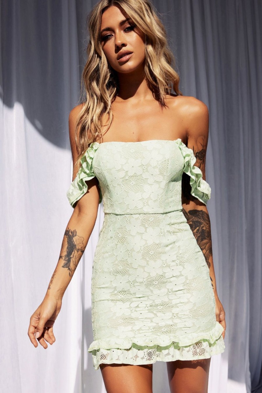 Formal Dresses | Sage and Paige Keylime Lace Dress - Apple Green