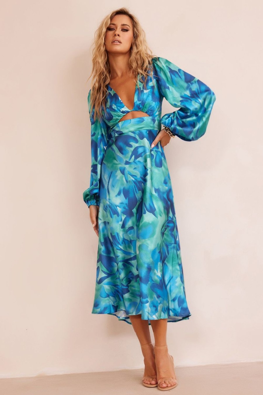 Going Out Dresses | Sage and Paige All That Matters Midi Dress - Blue Multi