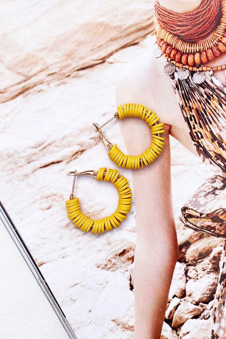 Earrings | Sage and Paige Audrey Hoop Earrings - Mustard