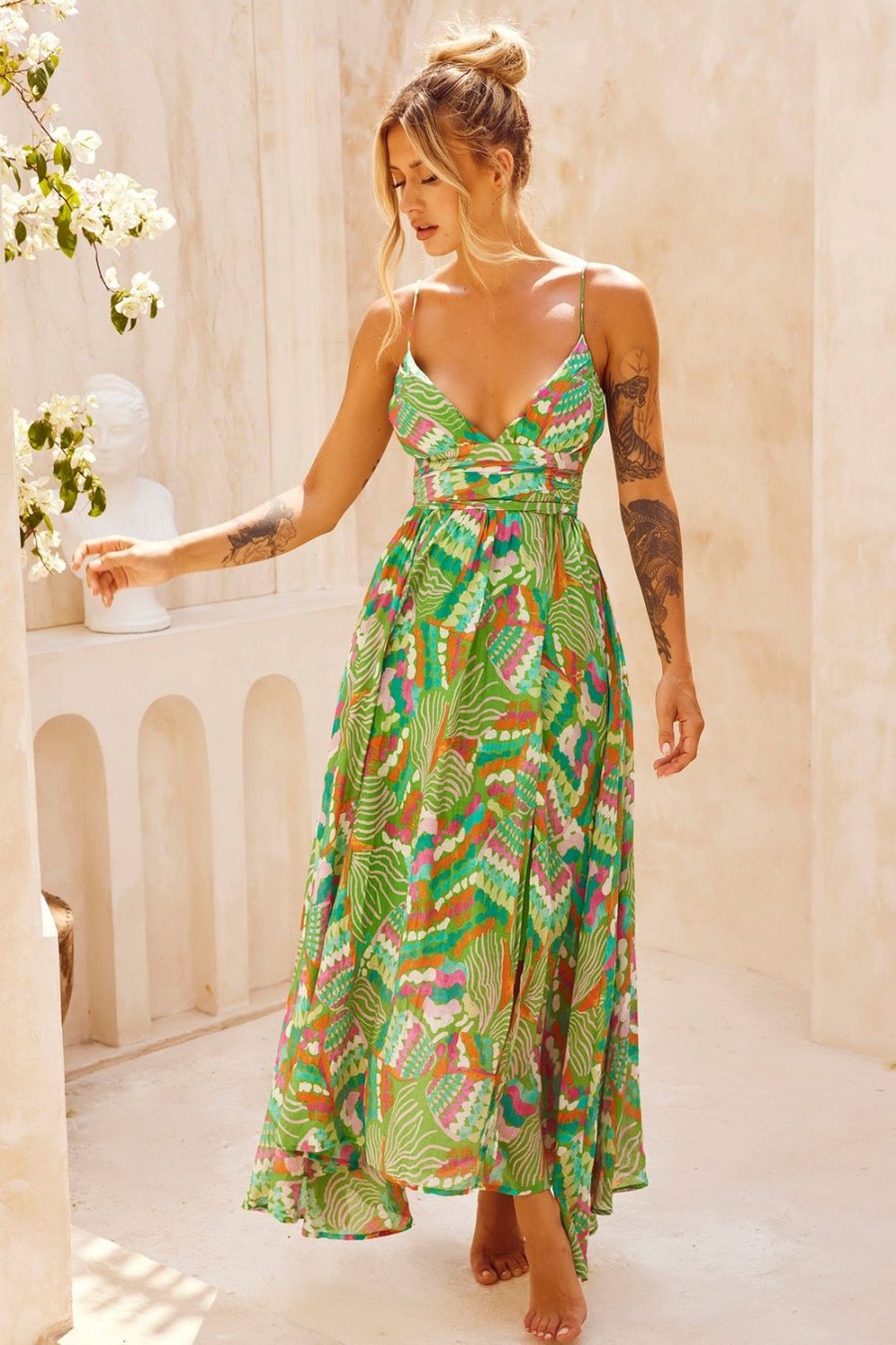 Day Dresses | Sage and Paige Everywhere Beyond Maxi Dress - Green Multi