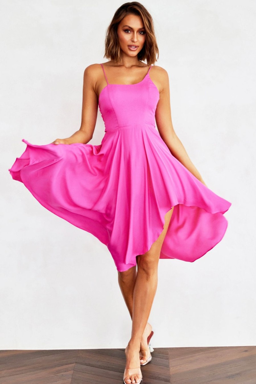 Formal Dresses | Sage and Paige So Fine Midi Dress - Hot Pink