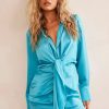 Day Dresses | Sage and Paige Evelyn Satin Dress - Aqua