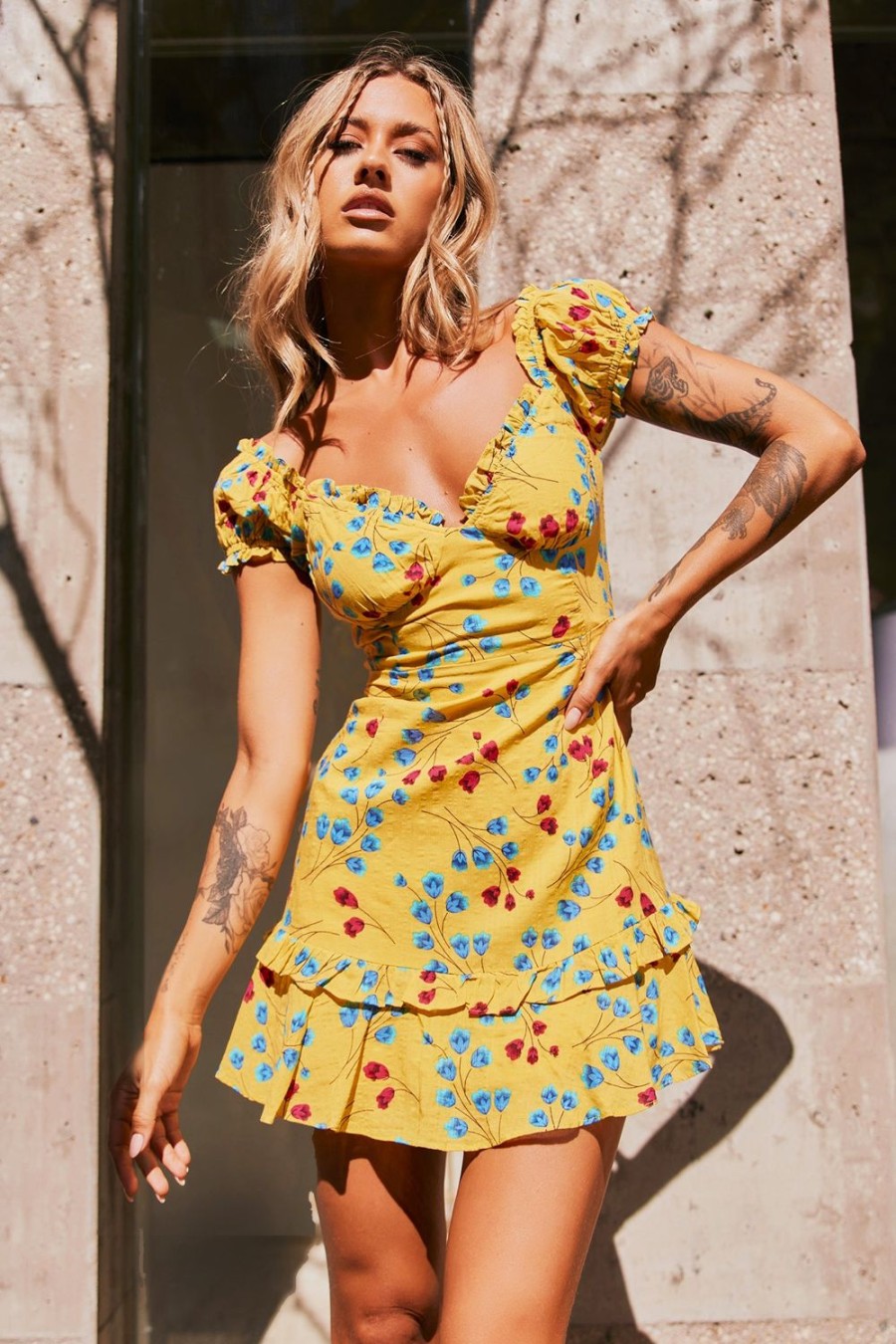 Day Dresses | Sage and Paige Coastline Dreaming Mini Dress - Yellow