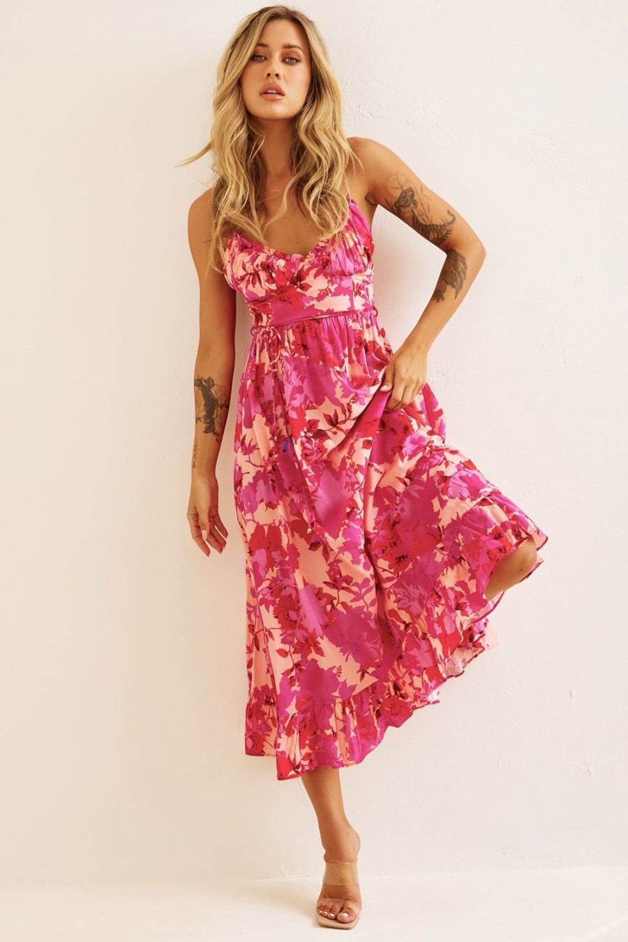 Day Dresses | Sage and Paige So Be It Midi Dress - Pink Multi