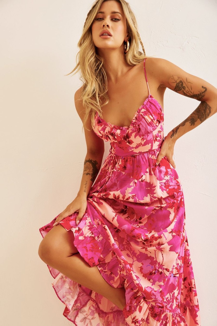 Day Dresses | Sage and Paige So Be It Midi Dress - Pink Multi