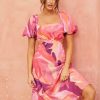 Day Dresses | Sage and Paige Art Of Bloom Midi Dress - Pink