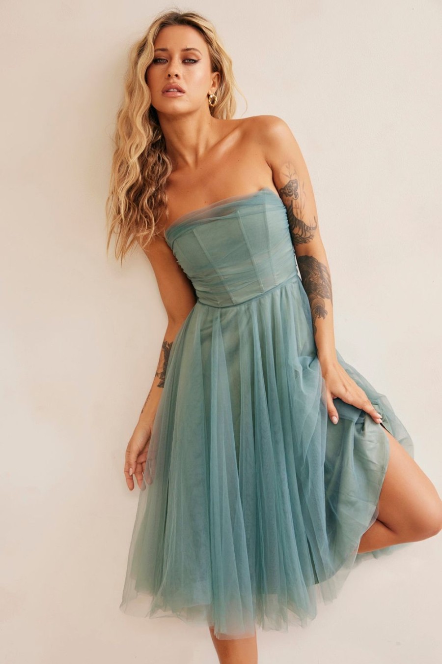 Formal Dresses | Sage and Paige Swingin' It Midi Dress - Sage