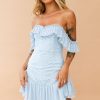 Going Out Dresses | Sage and Paige Venetian Summer Dress - Steel Blue