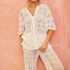 Co-Ords | Sage and Paige Heat Wave Crochet Shirt - White