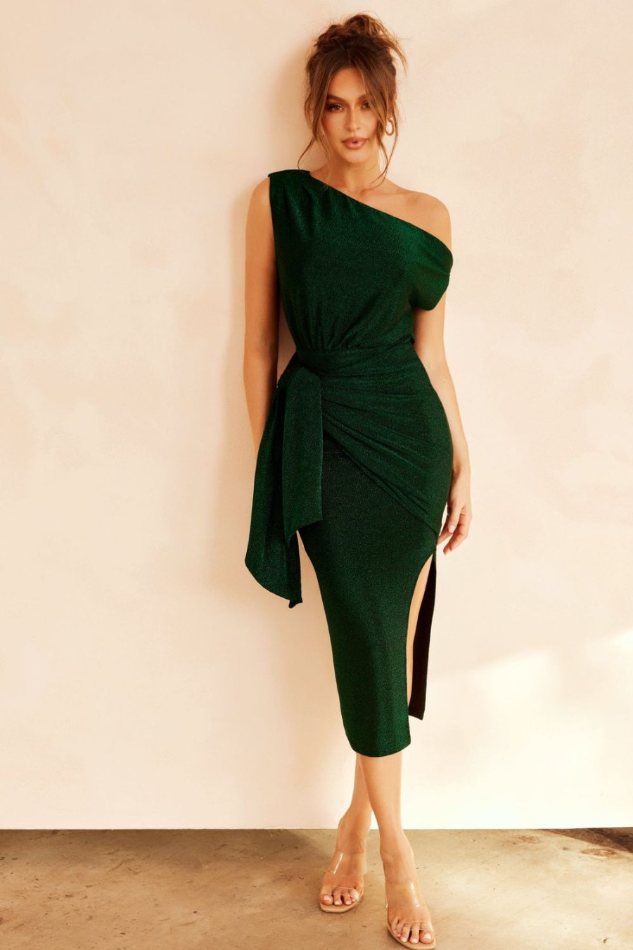 Formal Dresses | Sage and Paige Filter Finish Midi Dress - Forest Green