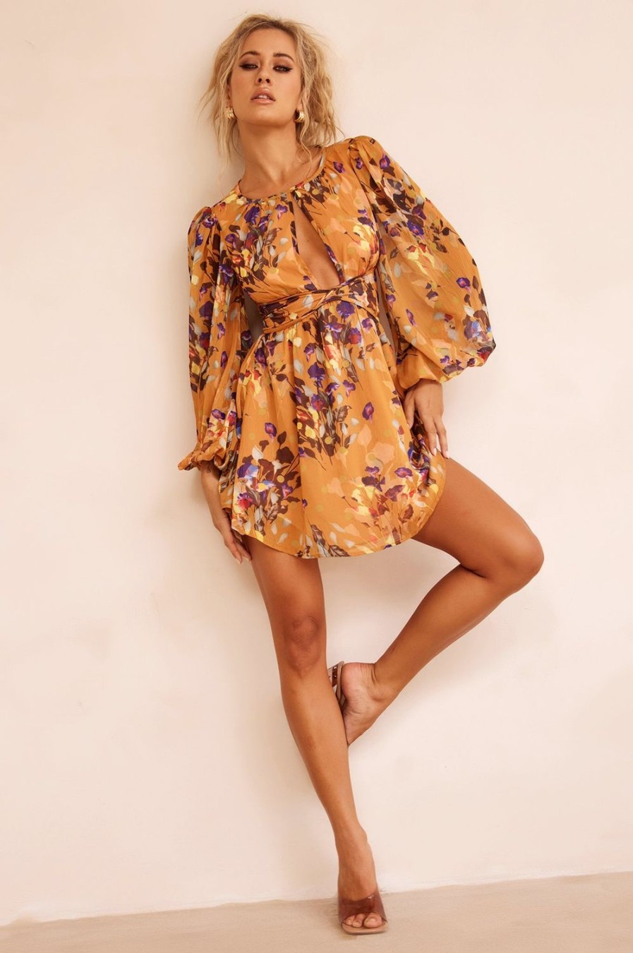 Day Dresses | Sage and Paige Pulling You In Mini Dress - Mustard Multi