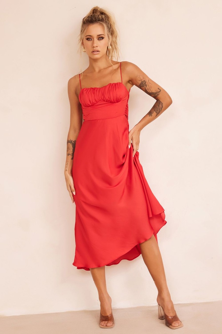 Formal Dresses | Sage and Paige Affectionate Love Midi Dress - Red