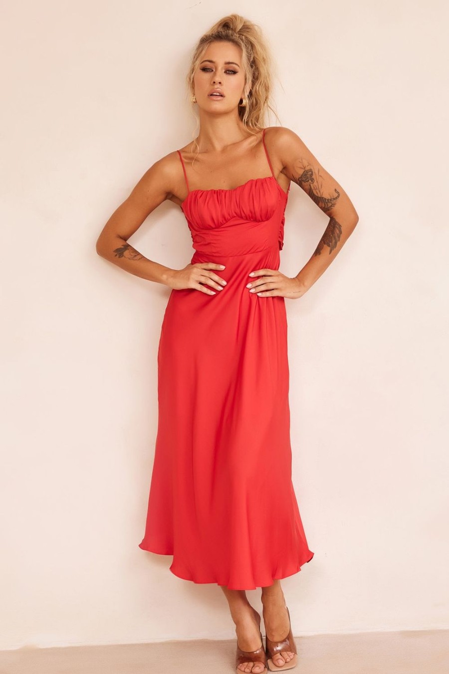 Formal Dresses | Sage and Paige Affectionate Love Midi Dress - Red