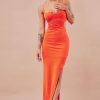 Going Out Dresses | Sage and Paige Stacked Up Midi Dress - Tangerine