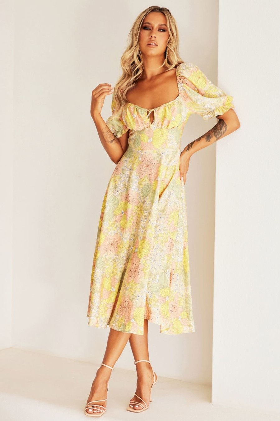 Day Dresses | Sage and Paige Spellbound Midi Dress - Yellow