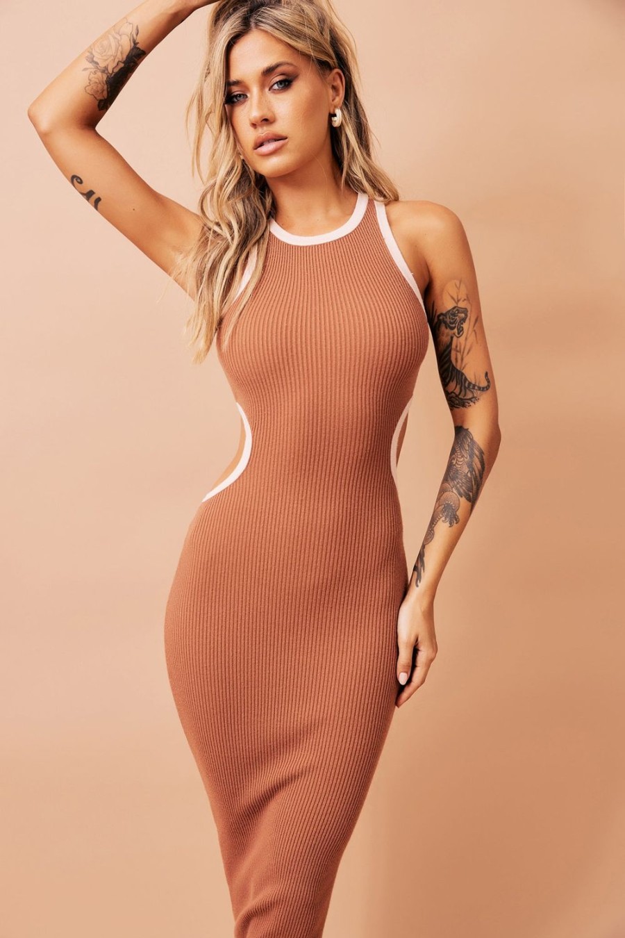 Knit Dresses | Sage and Paige These Moments Mini Dress - Tan