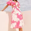 Day Dresses | Sage and Paige Abstract Flow Midi Dress - Pink Multi