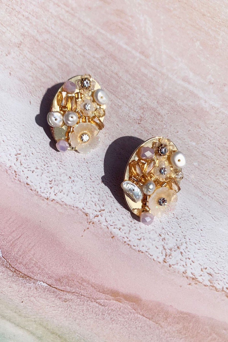 Earrings | Sage and Paige Billie Ear Studs - Rose Gold White