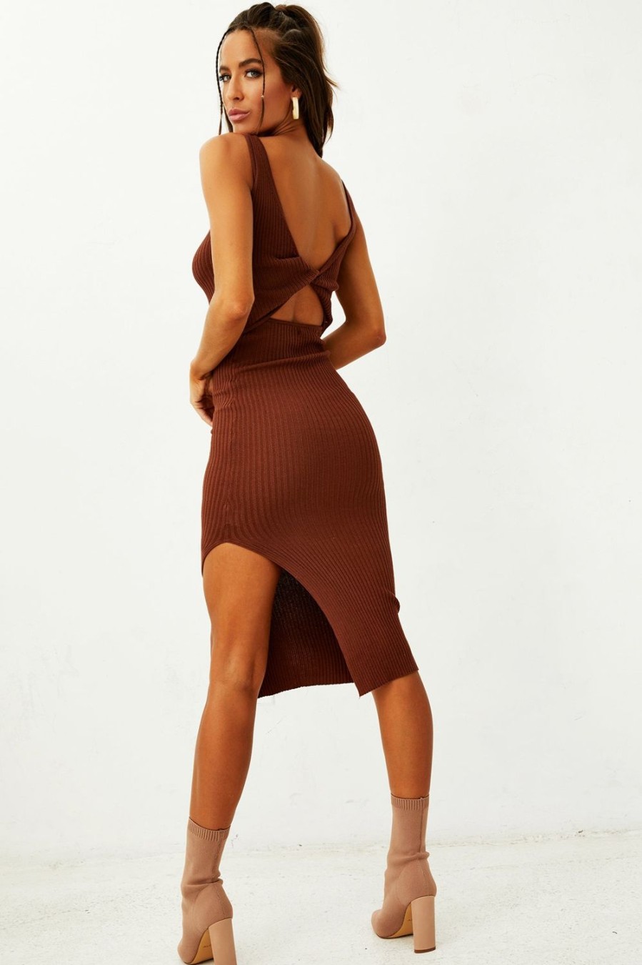 Knit Dresses | Sage and Paige Love Affair Midi Dress - Chocolate