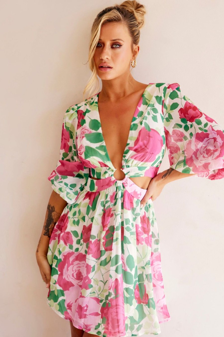 Day Dresses | Sage and Paige Rose Garden Mini Dress - Pink Multi