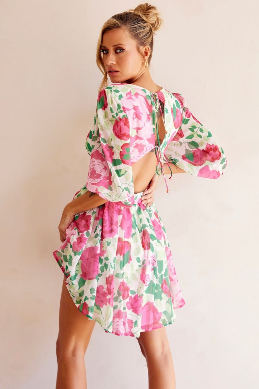 Day Dresses | Sage and Paige Rose Garden Mini Dress - Pink Multi