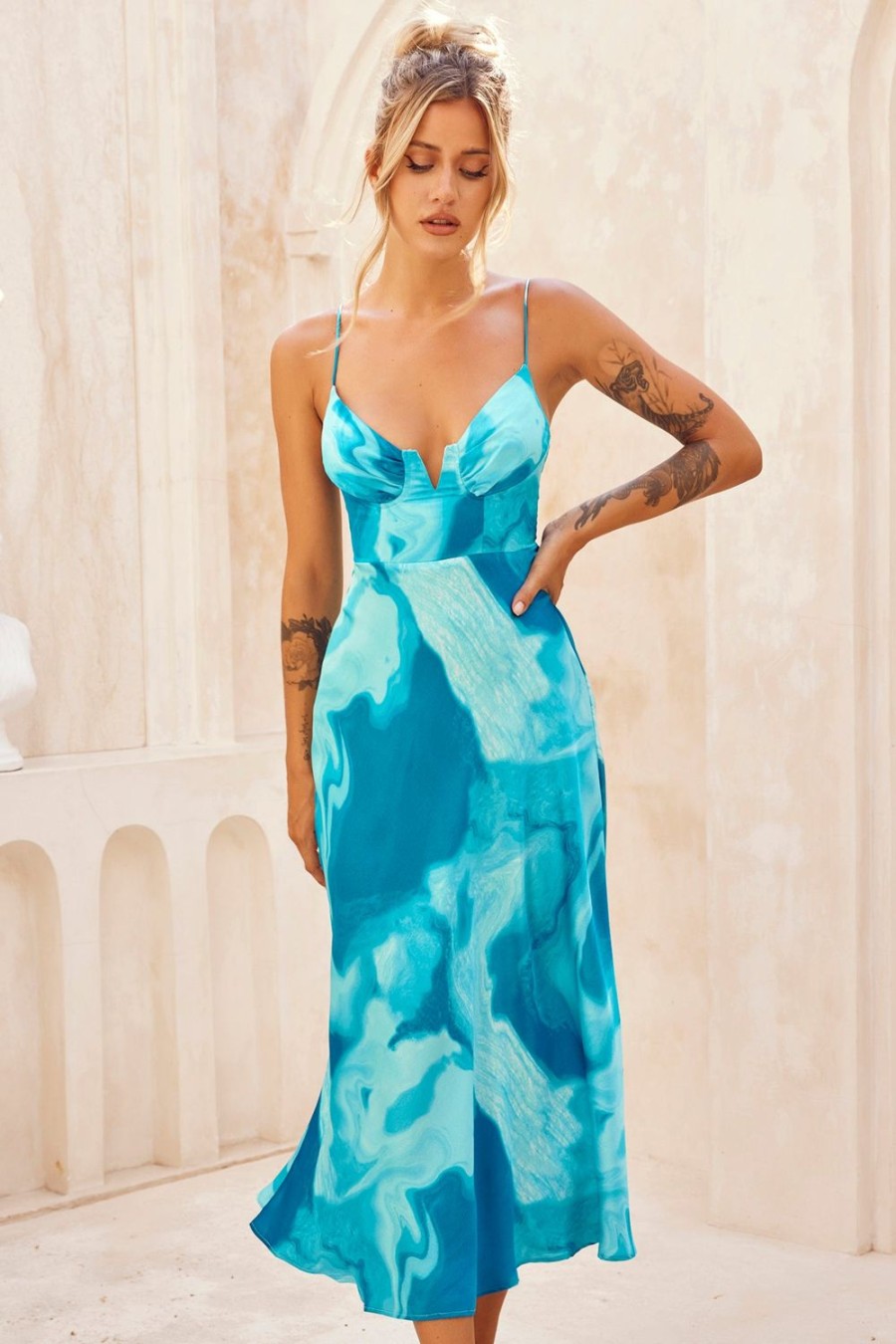 Formal Dresses | Sage and Paige Art Of Love Midi Dress - Aqua