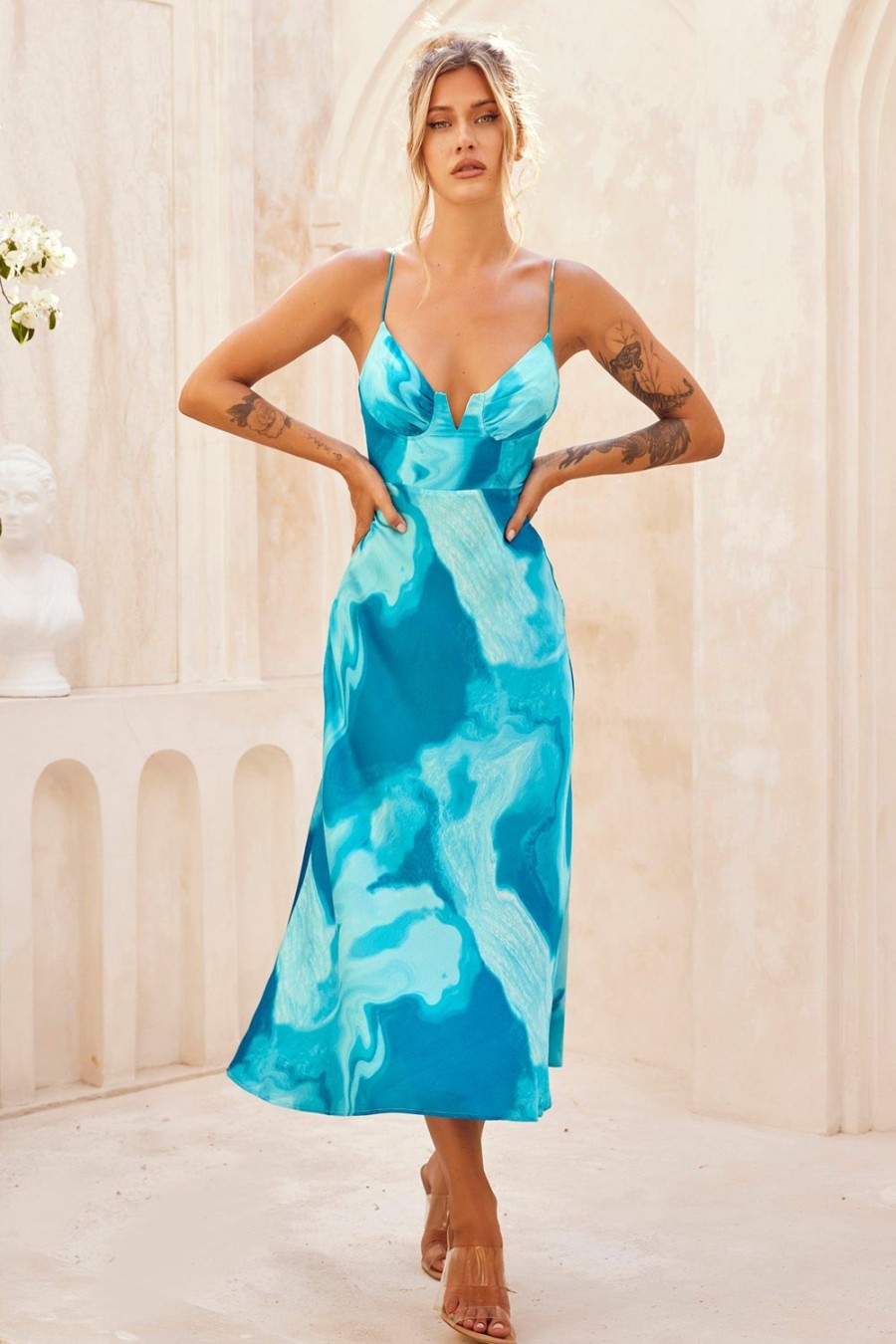 Formal Dresses | Sage and Paige Art Of Love Midi Dress - Aqua