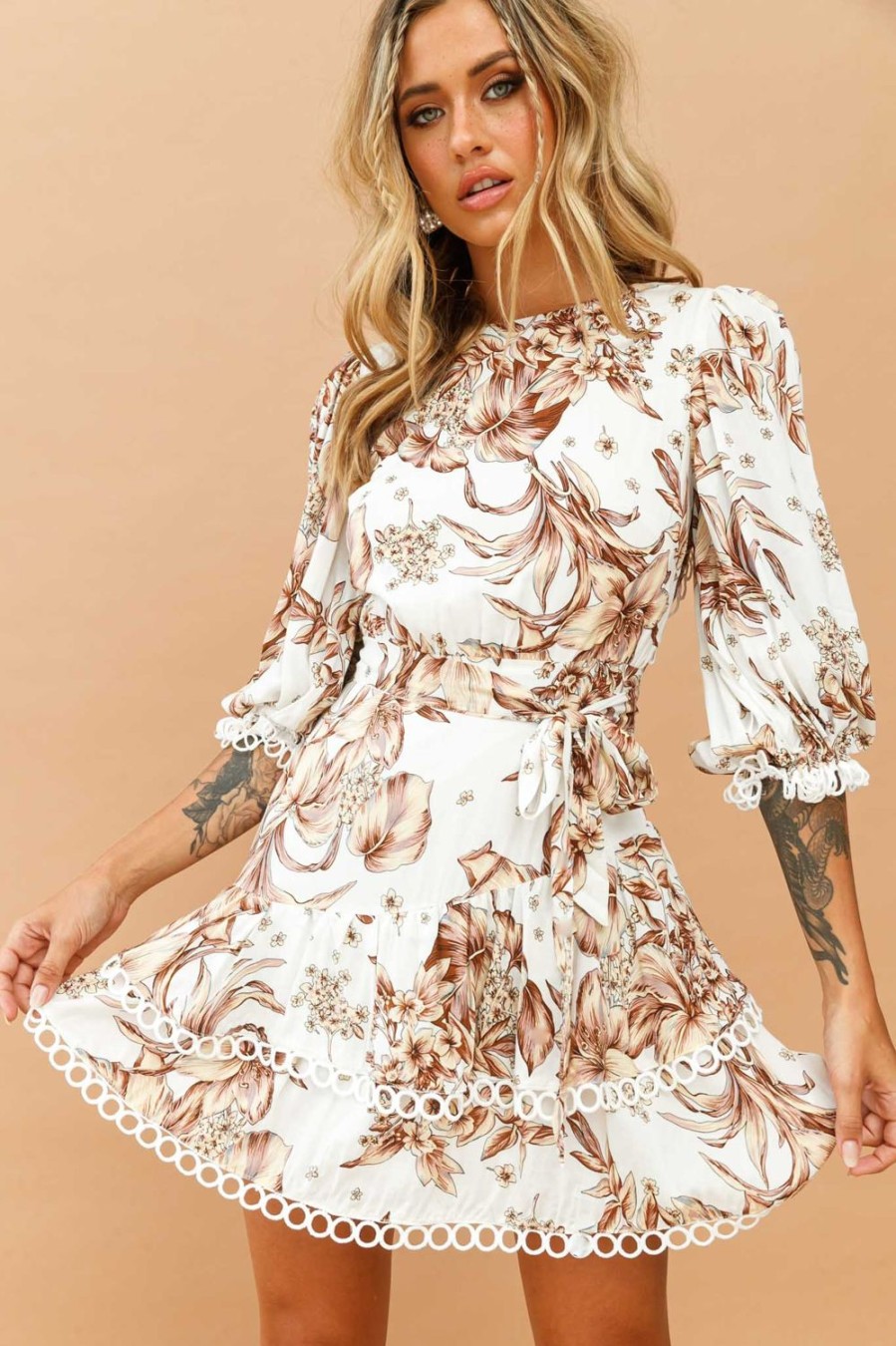 Day Dresses | Sage and Paige Spring Palms Dress - White