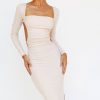 Going Out Dresses | Sage and Paige Slow It Down Midi Dress - Beige