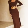 Going Out Dresses | Sage and Paige One In A Million Midi Dress - Chocolate