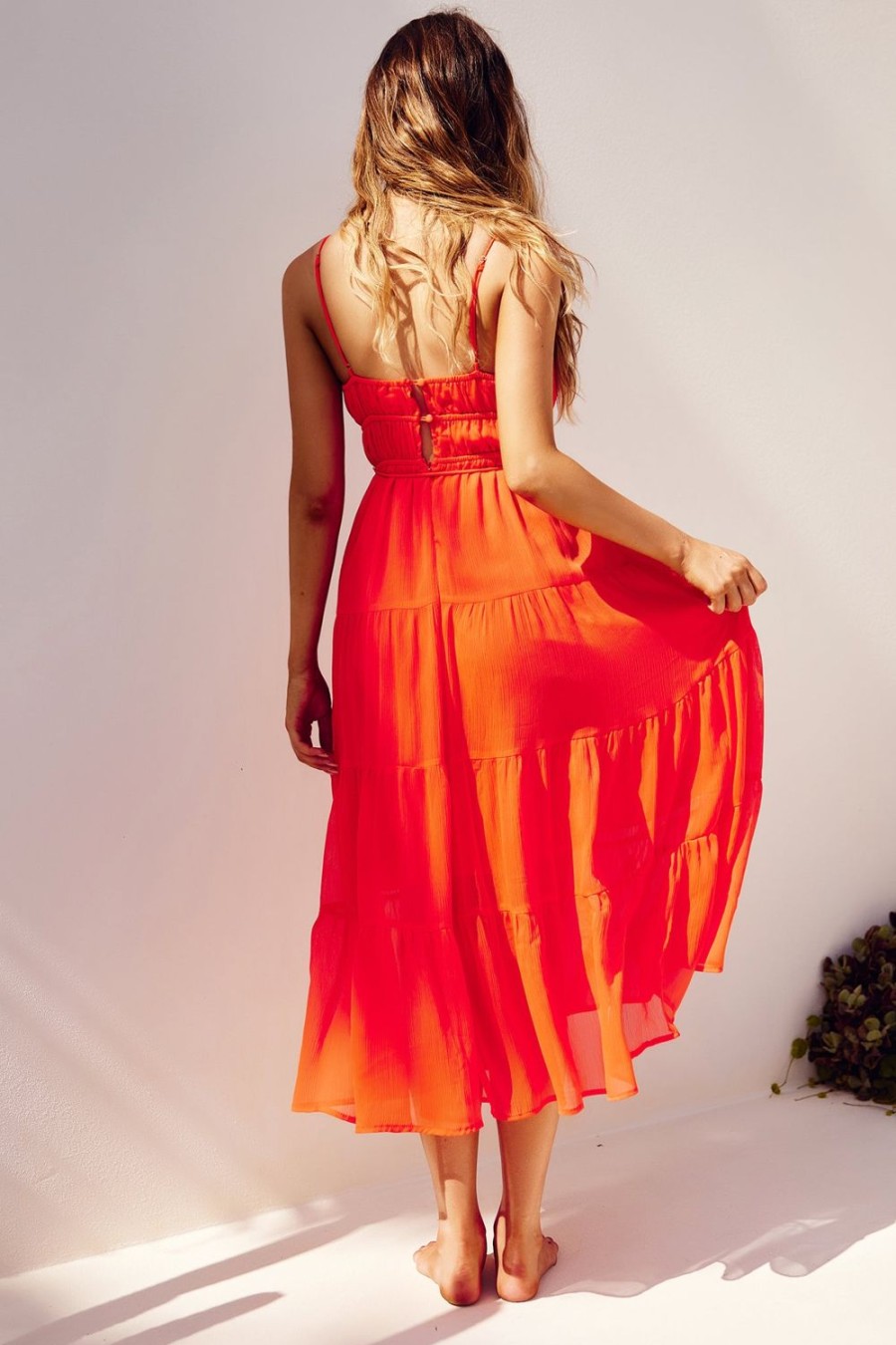 Day Dresses | Sage and Paige Changing Focus Midi Dress - Tangerine