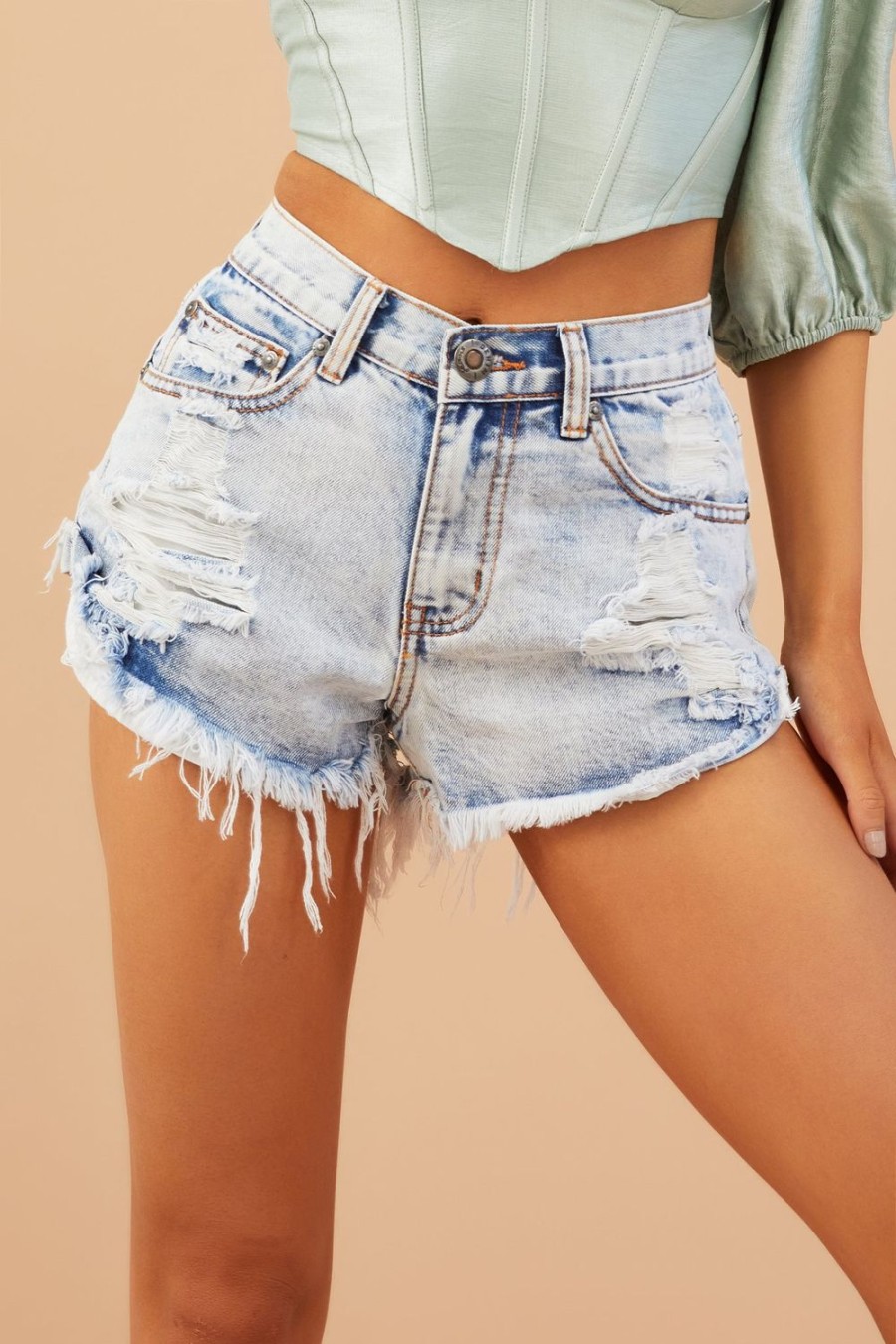 Denim | Sage and Paige Daisy Denim Shorts - Washed Blue