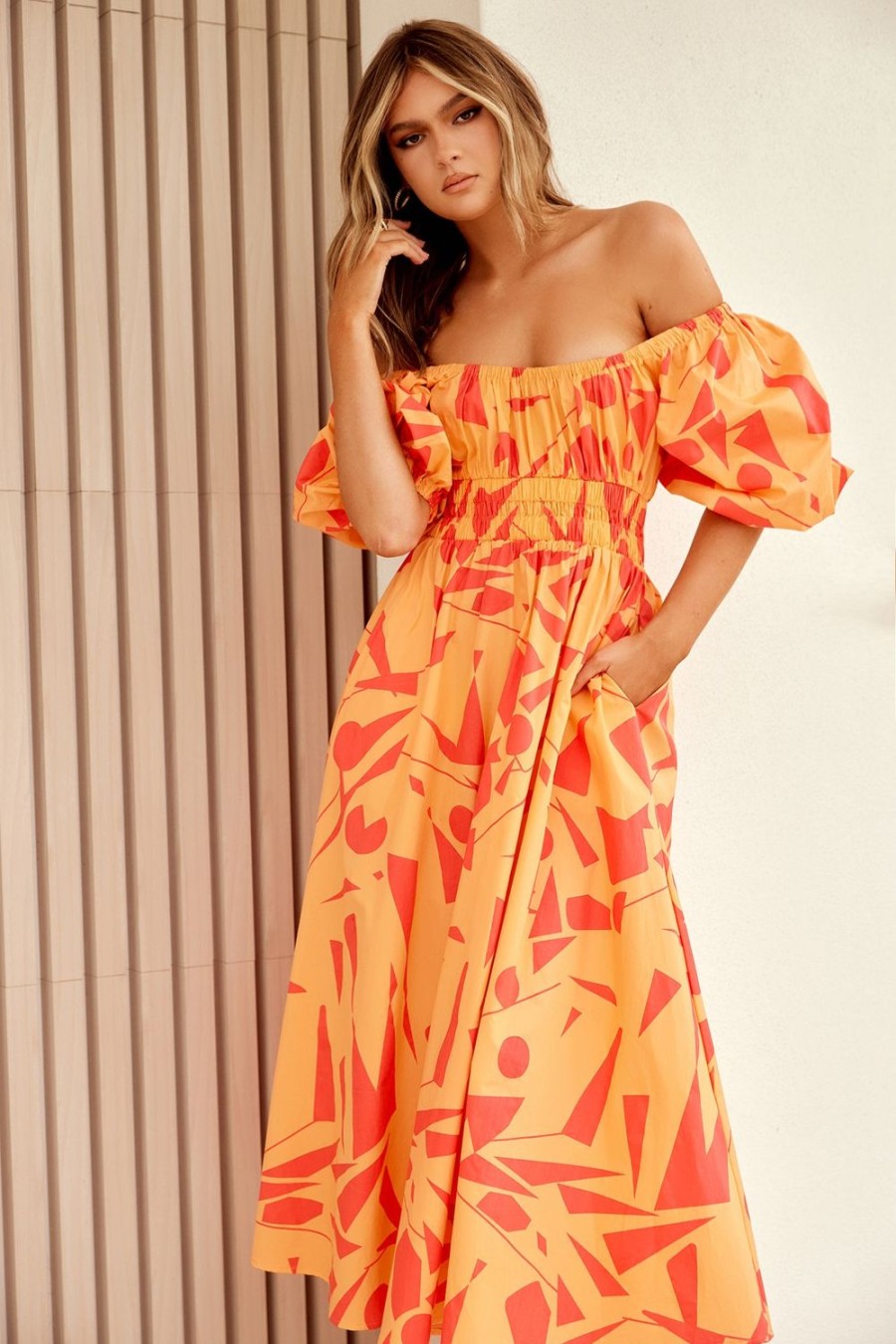 Day Dresses | Sage and Paige Sonja Midi Dress - Orange Multi