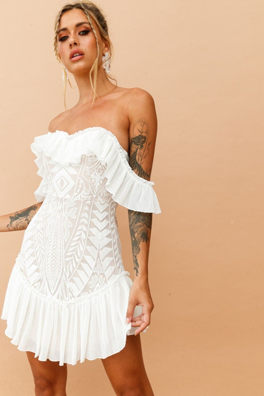 Going Out Dresses | Sage and Paige Venetian Summer Dress - White