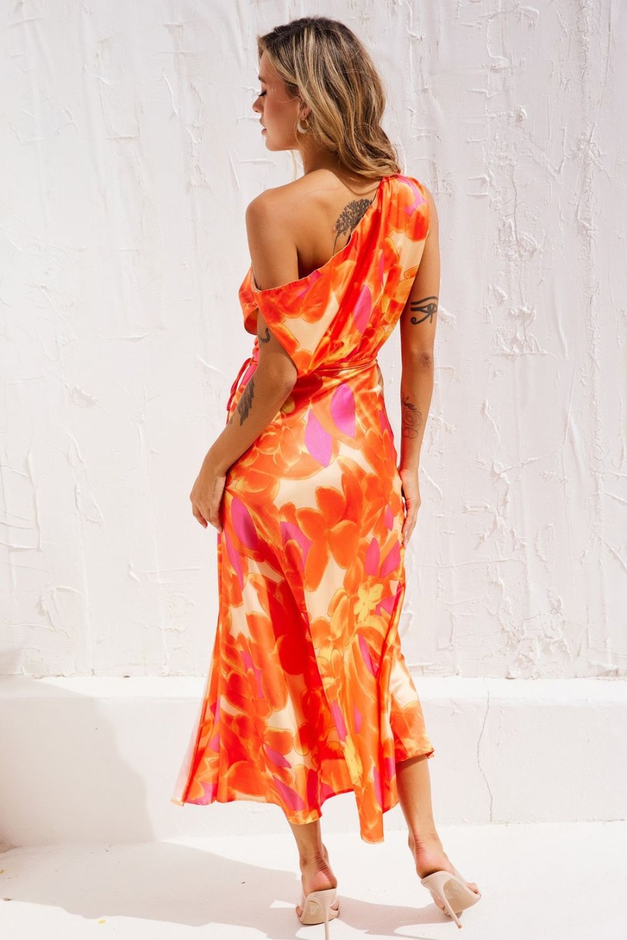 Formal Dresses | Sage and Paige Drive By Midi Dress - Tangerine