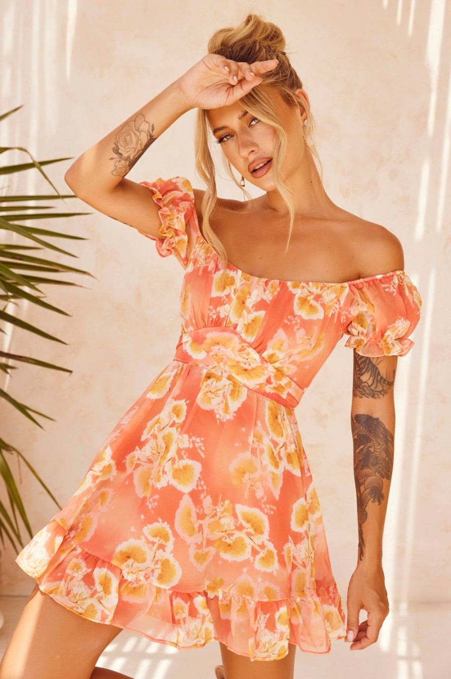 Day Dresses | Sage and Paige Tropic Like It'S Hot Dress - Orange