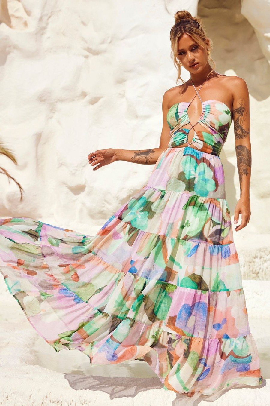 Formal Dresses | Sage and Paige Real World Maxi Dress - Green Multi