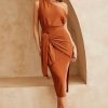 Formal Dresses | Sage and Paige Filter Finish Midi Dress - Rust