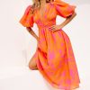 Day Dresses | Sage and Paige On The Rise Midi Dress - Hot Pink Multi