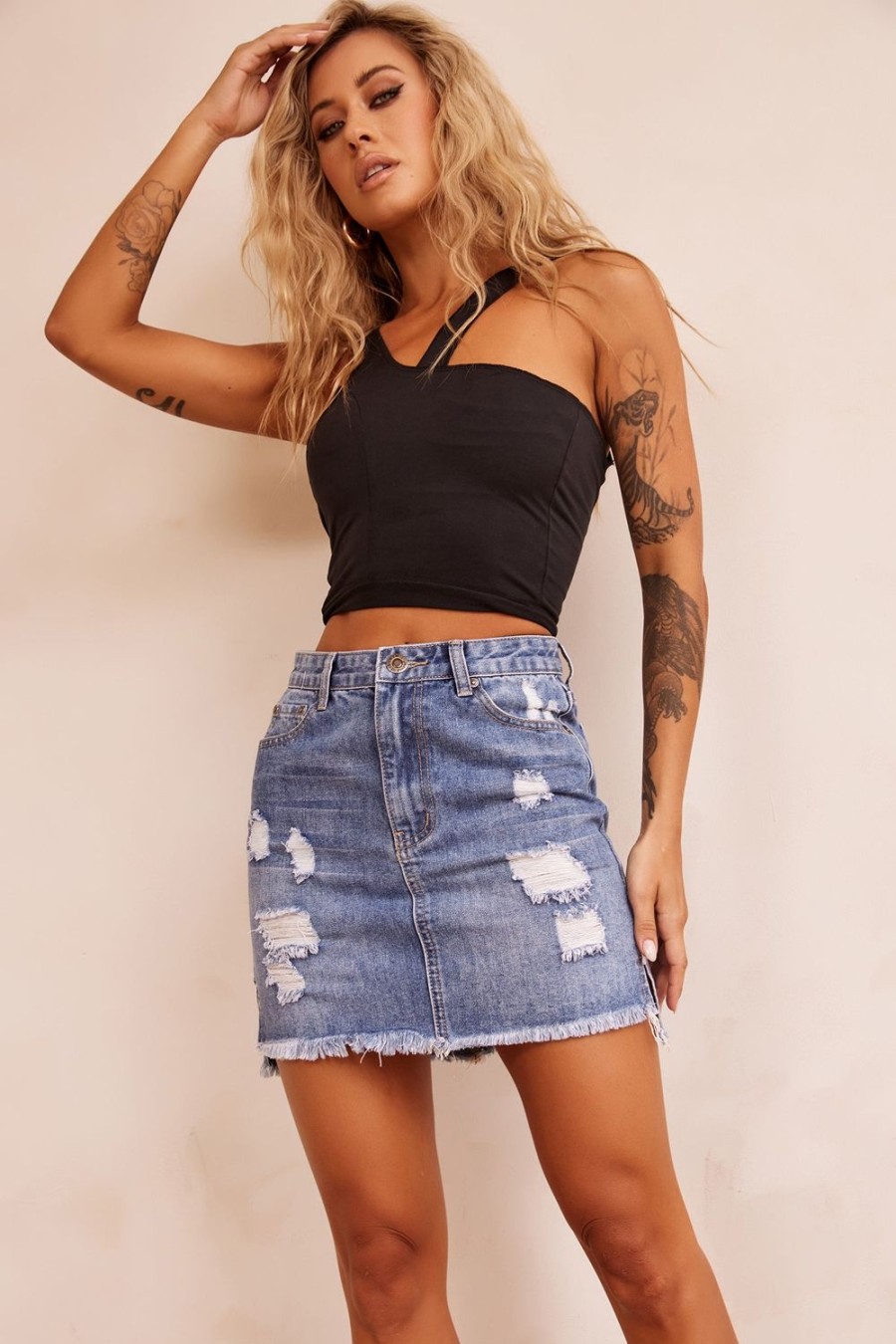 Denim | Sage and Paige No Sense Denim Skirt - Washed Blue