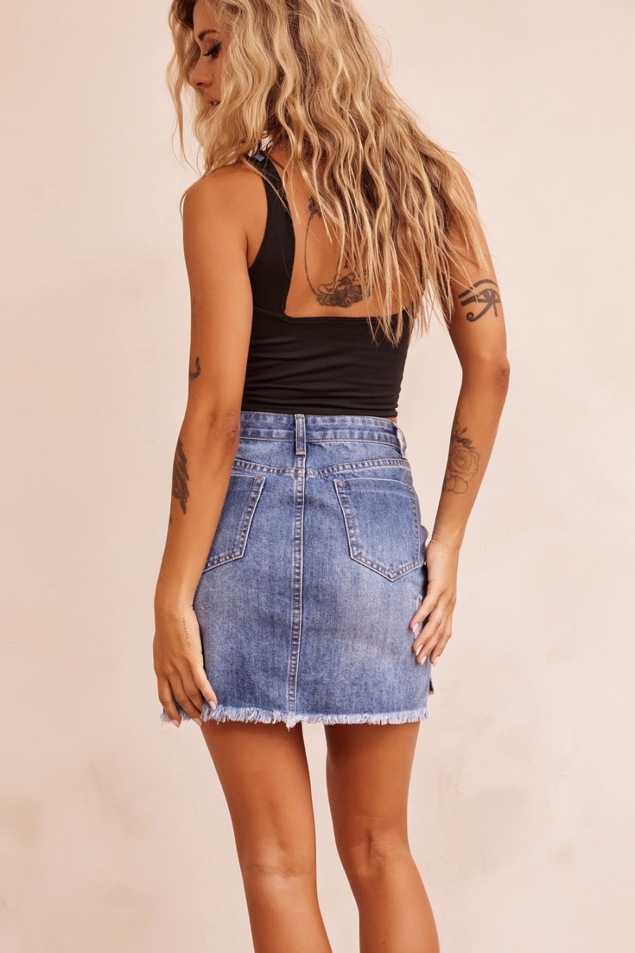 Denim | Sage and Paige No Sense Denim Skirt - Washed Blue