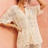 Co-Ords | Sage and Paige Heat Wave Crochet Shirt - Beige