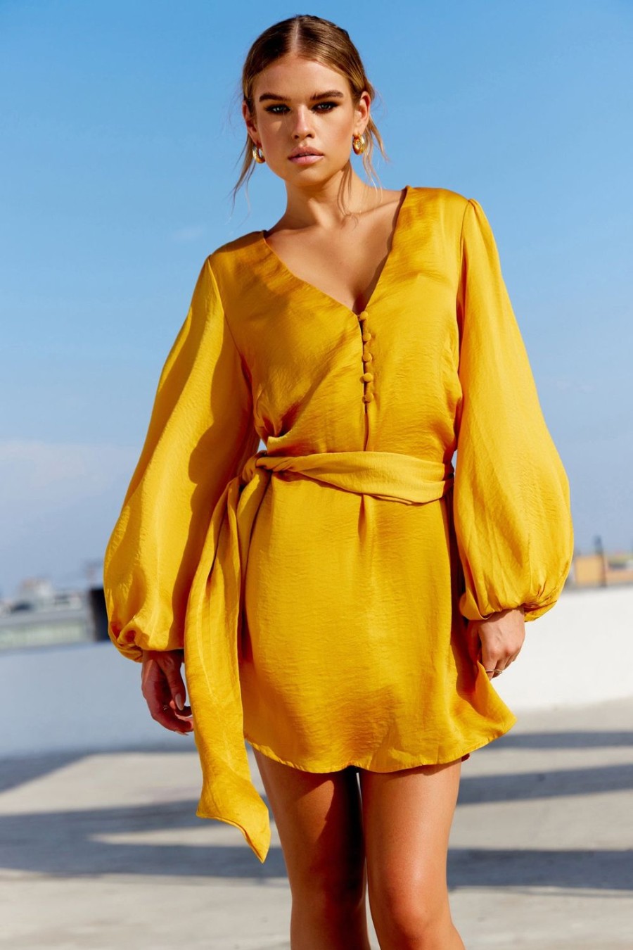 Day Dresses | Sage and Paige Flossy Mini Dress - Mustard