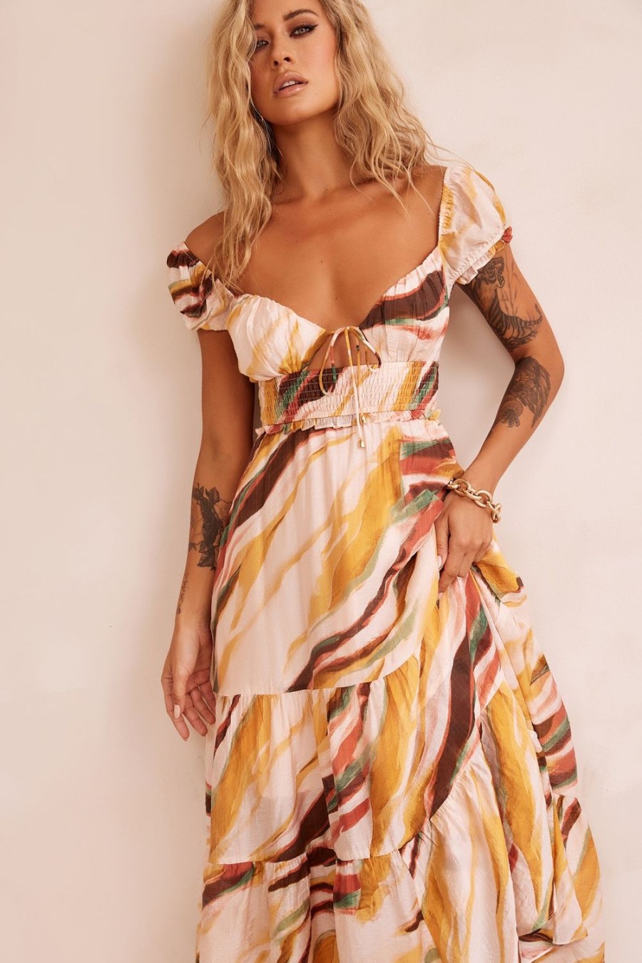 Day Dresses | Sage and Paige Ruffle It Up Maxi Dress - Yellow Multi