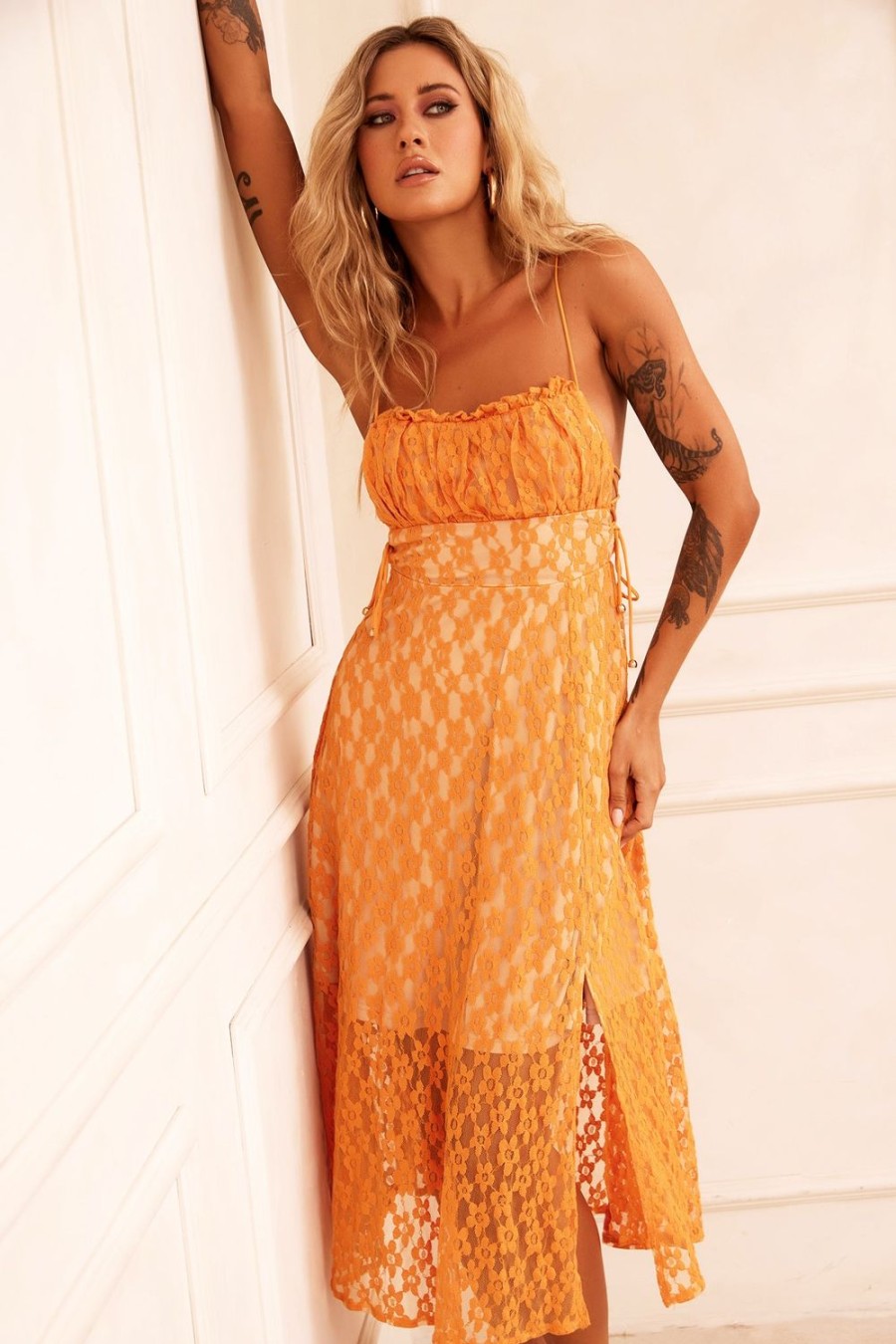 Day Dresses | Sage and Paige Ease Up Midi Dress - Mustard