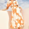 Day Dresses | Sage and Paige Abstract Flow Midi Dress - Orange Multi